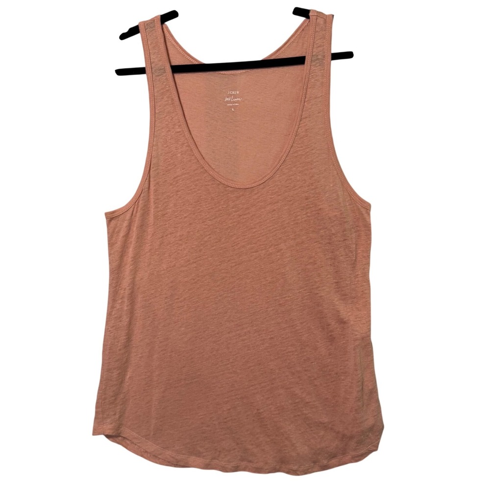 J.Crew Womens 100% Linen Scoop Neck Tank Top Peach Terracotta Large A7023